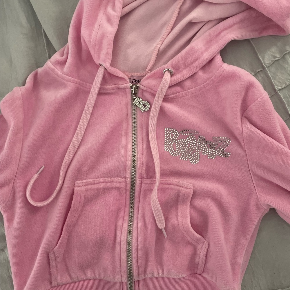 cropped velour bling hoodie